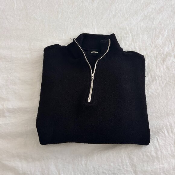 Monrow Cotton Fleece Zip Up, Size: XS - Picture 1 of 5